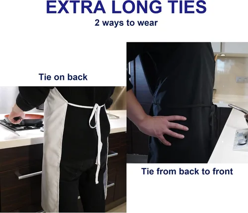 Vista 7 de Weavric Unisex Bib Bistro Apron with Long Ties, for Women Men Chef, Kitchen, Crafting, BBQ Drawing, 32x28 Inch