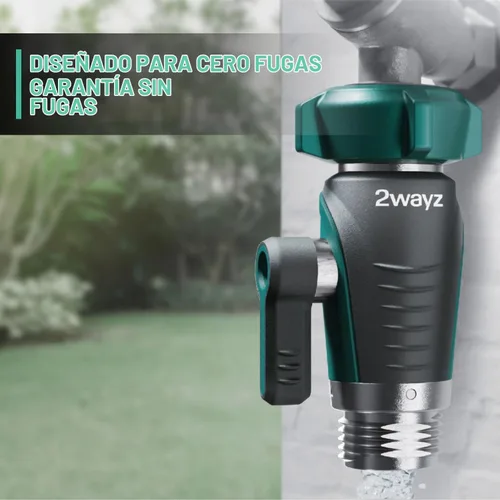 Vista 4 de 2WAYZ Válvula de Cierre de Manguera de Jardín de 0° - Conector de Manguera de Servicio Pesado con Entrada y Salida de 3/4" - Adaptador de Agua