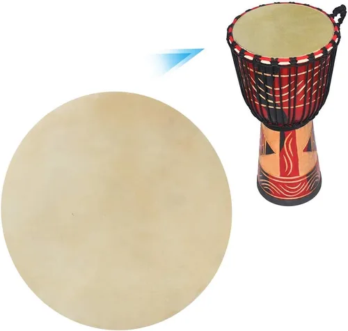 Vista 5 de Cabezal de tambor de cuero de búfalo de 8.5/12 pulgadas, 2 piezas, sonido duradero y consistente para accesorios de tambores bongo africanos