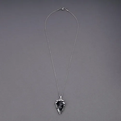 Vista 5 de COAI Collar de cristal crudo de obsidiana con punta de flecha
