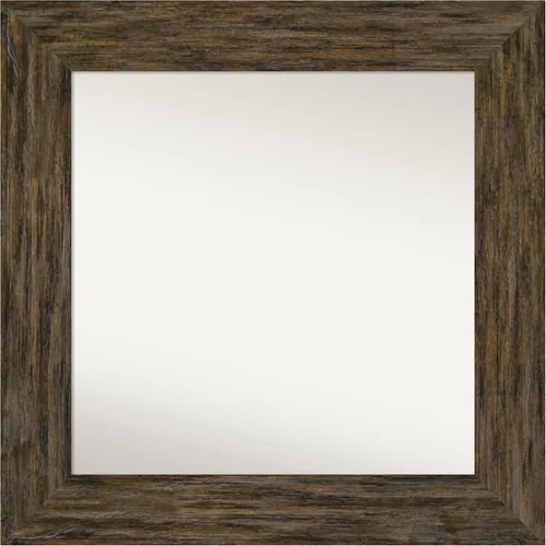 Vista 54 de Amanti Art Espejo personalizado, espejo de baño marrón Fencepost, espejo de pared o espejo de tocador de baño sobre el fregadero (27 x 27 pulgadas)