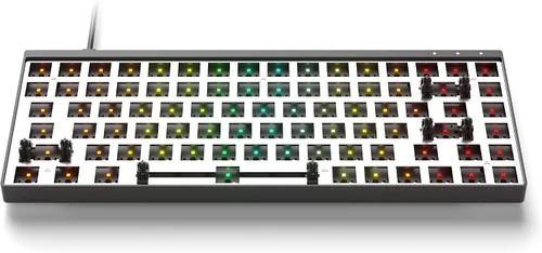 Vista 3 de Teclado mecánico modular para videojuegos Galaxy 75 75 de diseño USB tipo C chasis de aluminio completo de HK Gaming Barebone Negro