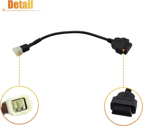 Vista 6 de X AUTOHAUX 6 Pin a OBDII OBD Cable Cable Adaptador de Diagnóstico Cable Adaptador de Cable de Diagnóstico de Motocicleta OBD2 Escáner Adaptador