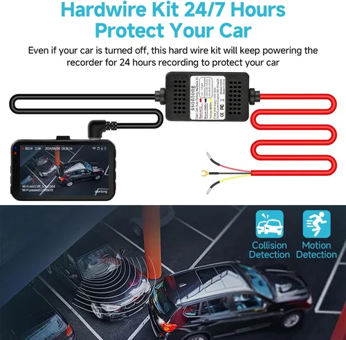 Vista 6 de Kit de cable duro para cámara de salpicadero, kit de cable duro para cámara tipo C de 3 conductores, kit de cable duro USB-C de 12V-24V a 5V