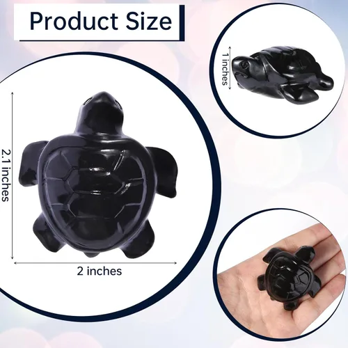 Vista 3 de Figuras de tortuga marina de viaje de cristal, tortuga de obsidiana negra, regalos de viaje para mujeres, hombres y viajeros, dije de buena suerte