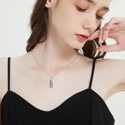 Vista 144 de Collar con colgante de urna de cenizas de cremación y árbol de la vida para mujer, plata de ley US1