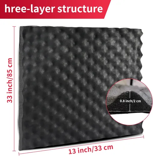 Vista 2 de Paneles de espuma acústica autoadhesivos de 0.787 in de grosor, diseño de ondas de huevo, acolchado de absorción de sonido para estudios