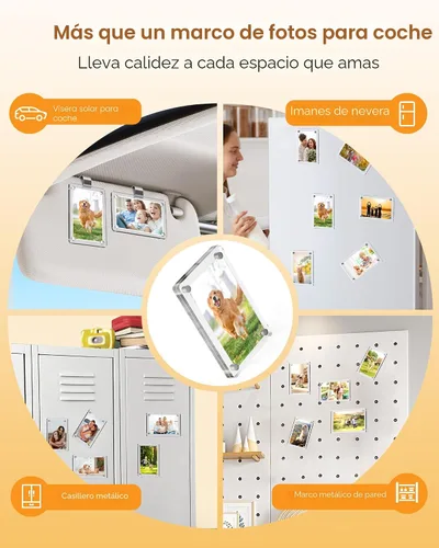 Vista 6 de 2 soportes para fotos de automóvil para visera solar – Clip magnético de 2.4 x 3.5 pulgadas para visera de automóvil, pantalla de fotos horizontal