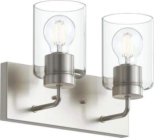 Vista 46 de Progress Lighting Merry Collection - Lámpara de tocador de baño de transición de cristal grabado en níquel cepillado (1 luz)