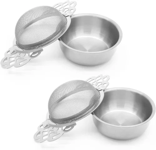 Vista 9 de Bonsicoky Paquete de 2 cuencos coladores de té, filtro de té de hojas sueltas de acero inoxidable para boca de taza de 2.5 a 4 pulgadas, dorado