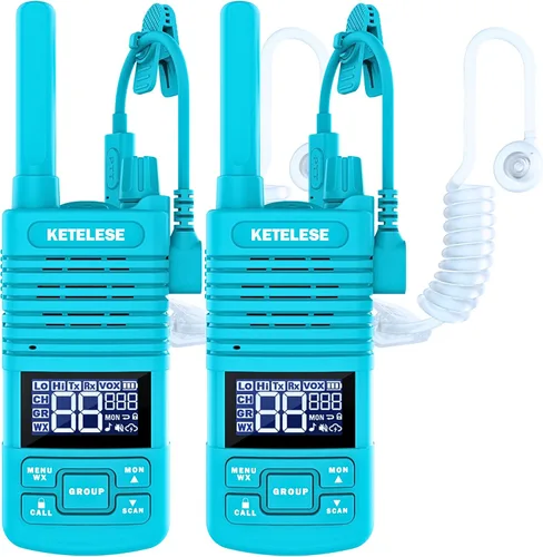 Vista 10 de KETELESE T1 FRS Walkie Talkie Set para adultos, radio bidireccional de largo alcance, con auricular de radio familiar Walkie-Talkie, NOAA, VOX