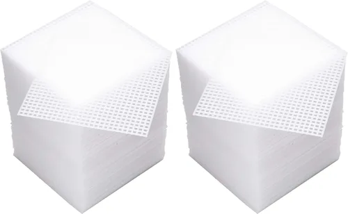 Vista 9 de Tosnail 100 hojas de malla de lona de plástico transparente de 4 x 4 pulgadas para manualidades de bordado