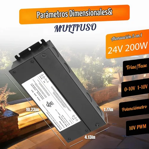 Vista 2 de 200W Dimmable LED Driver 24V, CA a DC llevó la fuente de alimentación del Transformador regulable 5 en 1, compatible con atenuadores Lutron
