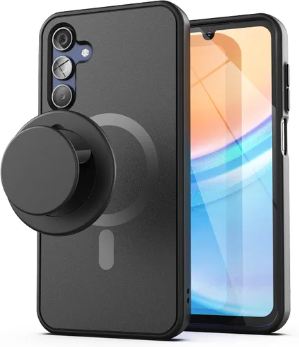 Vista 9 de Funda magnética para Samsung Galaxy A14 5G con soporte de agarre para teléfono, compatible con accesorios MagSafe (negro) (A14 5G)