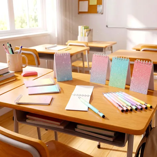 Vista 5 de Sherr Juego de 16 bolígrafos y cuadernos con purpurina, mini bloc de notas en espiral, bolígrafos elegantes para niños y niñas, lentejuelas