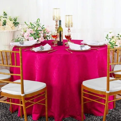 Vista 5 de Manteles redondos de poliéster damasco de jacquard marqués de 90 pulgadas para restaurante, cocina, comedor, boda, fiesta, banquete, eventos