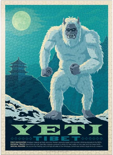 Vista 8 de MyPuzzle Mythical Creatures: Yeti, póster vintage, rompecabezas de 100 piezas para adultos