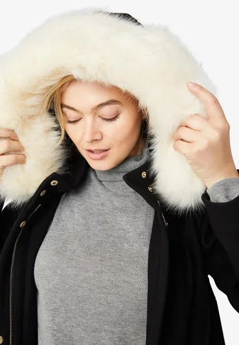 Vista 5 de Ellos Parka de lana con cierre lateral de talla grande para mujer