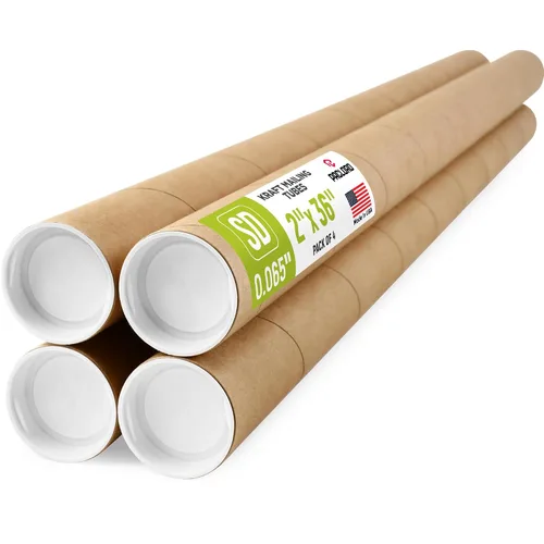 Vista 16 de Tubo de cartón reforzado de 2 x 18 pulgadas, paquete de 4 tubos con 8 tapas, seguro aprobado por USPS, ideal para envío y almacenamiento