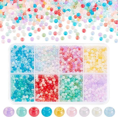 Vista 11 de PH PandaHall 1800 piezas Cuentas de semillas de fantasía nubladas de 6 colores 3mm Cuentas de vidrio cremoso Cuentas redondas para la cintura