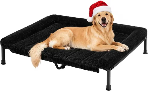 Vista 11 de Veehoo Cama Elevada para Perros de Tamaño Grande con Cojín Reforzado de Felpa Esponjosa, Cama Sofá Ortopédica Lavable para Perros, Catre Elevado
