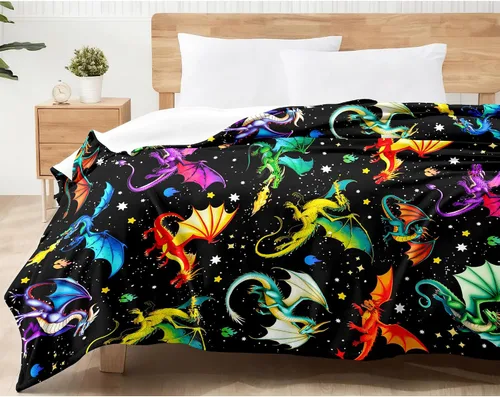 Vista 6 de Manta de dragón de franela suave para regalar a los amantes del dragón, para niños, niñas, mujeres y adultos, 50 x 40 pulgadas