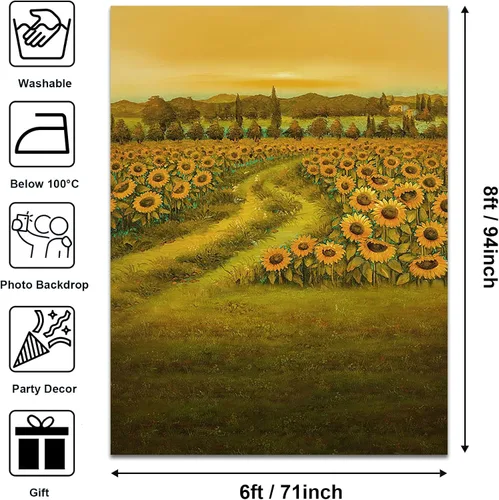 Vista 2 de Avezano Pintura Girasol Fotografía Telón de fondo Girasol Campo Arte de Recién Nacido Retratos Fondo Naturaleza Campo Pintura al óleo Accesorios