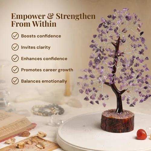 Vista 6 de Árbol de la vida de cristal amatista de 10-12 pulgadas con 2 colgantes de chakra – Bonsái de cristal sanador, árbol del dinero para energía