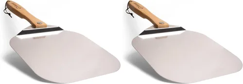 Vista 11 de Pomodoro pala para pizza de aluminio con asa de madera plegable para guardar fácilmente, de 12" x 14", para cocinar pan y pizzas en el hogar