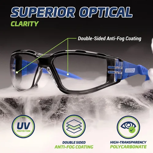 Vista 2 de JORESTECH Safety Glasses with Adjustable Strap - 3 in 1 Converter High Impact Resistance Anti-Fog Azul