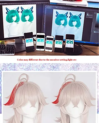 Vista 6 de Alacos Anime Múltiples Roles Pelucas de Cosplay Resistente al Calor Peluca de Fiesta de Halloween + Gorra Gratis (Kazuha)