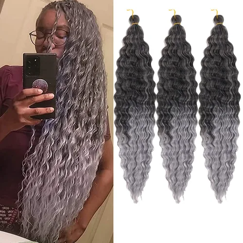 Vista 44 de 3 trenzas de ganchillo Passion Twist, cabello sintético preseparado para trenzar de 14 pulgadas, 3 paquetes de cabello trenzado pretrenzado