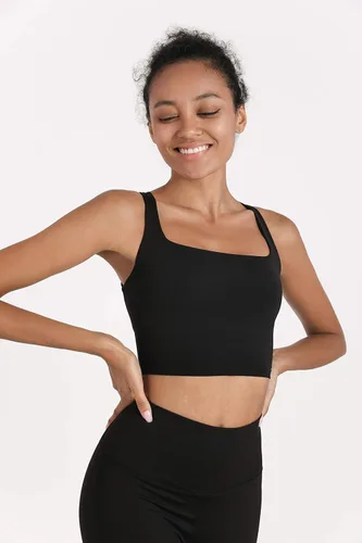 Vista 2 de romansong Sujetadores deportivos de yoga con tiras para mujer, con espalda cruzada y acolchado