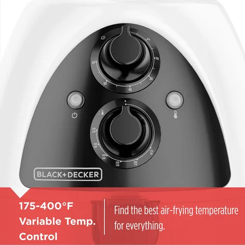 Vista 2 de Black + Decker HF110SBD freidora purificadora de 2 lt de acero inoxidable en color negro, Blanco