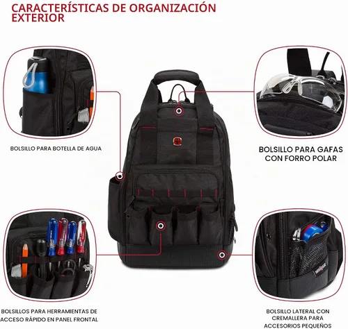 Vista 3 de SwissGear Mochila de bolsa de herramientas, se adapta hasta, Negro, Mediana
