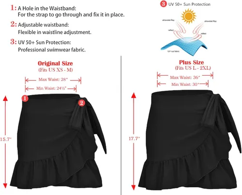 Vista 6 de ChinFun Women's Ruffle Sarongs Beach Wrap Swimwear Bikini Tankini Cover Up Summer Swim Pleated Skirts Swimdress