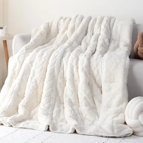 Vista 34 de Cottonblue Manta con peso de jacquard de 15 libras para adultos, tamaño individual, manta de forro polar sherpa ultrasuave para relajarse y dormir