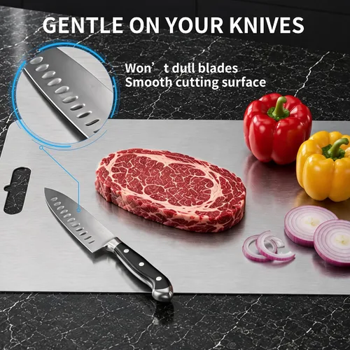 Vista 5 de Tabla de cortar de titanio para cocina, no tóxica de doble cara, paquete de 3 100% titanio puro, apto para lavavajillas, a prueba de óxido, tablas