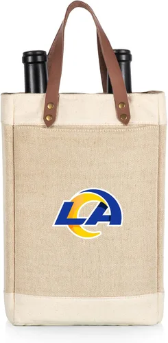 Vista 10 de PICNIC TIME NFL Pinot - Jute 2 Bottle Insulated Wine Bag - Wine Tote Bag - Wine Gift Bag, (Beige)