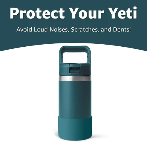 Vista 7 de Jmoe USA Bota de silicona para botella Yeti Rambler Jr de 12 y 18 onzas, funda de 0.079 in, funda antideslizante, protector para la parte inferior