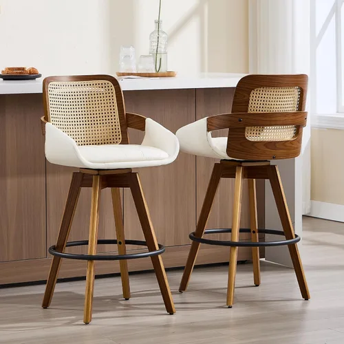 Vista 25 de VipDesk - Taburetes de bar giratorios, taburetes de bar de 26" de altura de mostrador con respaldo y brazos, sillas de bar tapizadas modernas