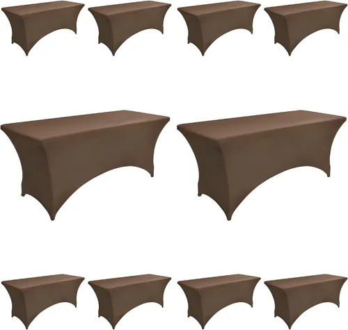 Vista 36 de Paquete de 2 Cubiertas de Mesa de Spandex de 4 pies para Mesas Plegables Rectangulares - Manteles Elásticos Ajustados Resistentes a las Arrugas Beige