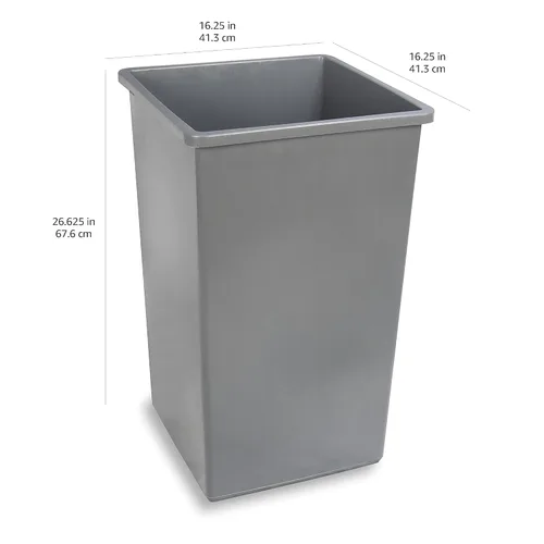 Vista 3 de Amazon Basics Contenedor de basura cuadrado con parte superior abierta, contenedores de plástico, 25 galones, gris, (paquete de 2)