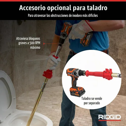 Vista 3 de Ridgid 56658 K-6P Barrena de inodoro de 6 pies con cabezal de bombilla