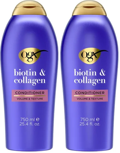 Vista 10 de OGX Acondicionador Voluminizador Espeso y Abundante + Biotina y Colágeno, Acondicionador Enriquecido con Nutrientes con Biotina Vitamina B7 que