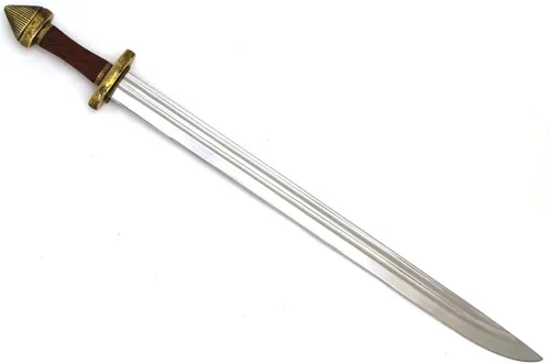 Vista 3 de Medieval Warrior Espada real vikingo del siglo 9 hecha a mano forjada a mano resistente que viene con vaina (BRK-218)