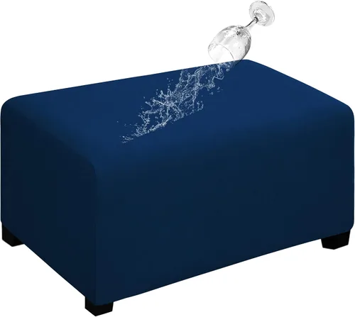 Vista 49 de Easy-Going Funda para Otomán Elástica 100% Doble Impermeable Rectangular Plegable Taburete de Almacenamiento Protector de Muebles Funda Suave