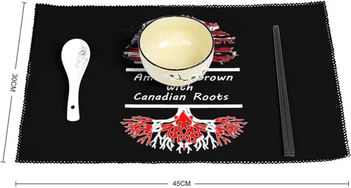 Vista 2 de America Grown with Canadian Roots Placemats Set of 6 Resistant Table Mats Washable Place Mats for Dinner Party Table Decoration