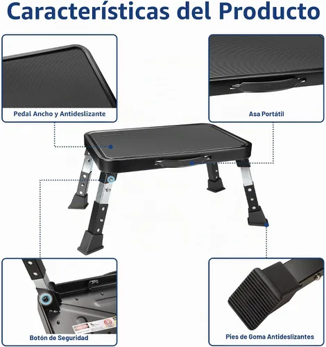 Vista 4 de BONTEC Taburete plegable, taburete de metal ajustable de 3 niveles, 330