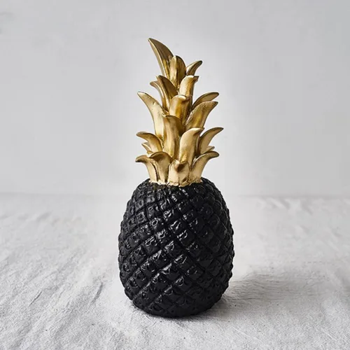 Vista 12 de Cabilock Estatua de piña de resina negra, decoración de escritorio, sala de estar, gabinete de TV, decoración de mesa, adorno de frutas Negro